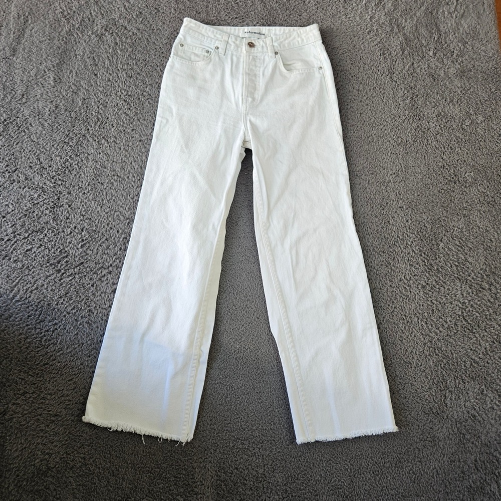 Reformation Fawcett Jean White Button Fly Wide‎ Leg Denim Womens Size 25